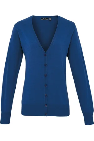 Premier Womens/Ladies Cotton Acrylic V Neck Cardigan (Royal ) - Size 8 UK