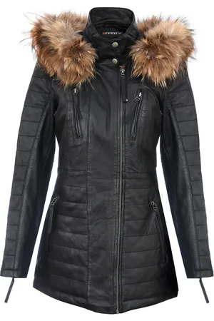 Infinity Womens Slim Fit Hooded Parka Jacket-Northam - Lamb Leather - Size 16 UK