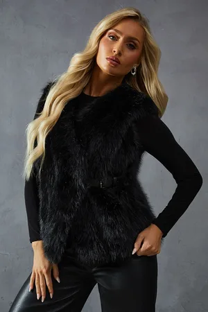 MissPap Womens Faux Fur Panelled Gilet - - Size Small