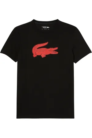 Lacoste Mens SPORT 3D print crocodile jersey T-shirt for men in black and red Cotton - Size X-Small