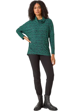 Roman Womens Print Relaxed Cowl Neck Tunic Top - - Size 14 UK