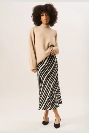 Gini London Womens Bias Stripe Assymetric Skirt - - Size 14 UK