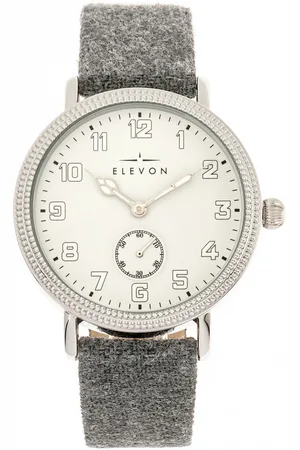 ELEVON Mens Northrop Wool-Overlaid Leather-Band Watch - Stainless Steel - One Size