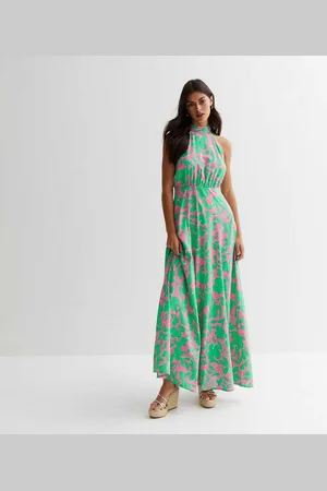 Gini London Womens Abstract Print Neck Godet Maxi Dress - - Size 8 UK