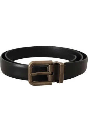 Dolce & Gabbana Mens Calf Leather Brushed Brass Box Buckle Belt - Size 90 cm