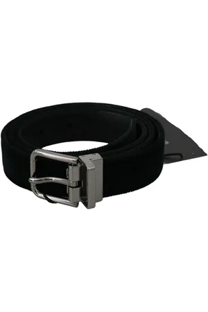 Dolce & Gabbana Mens Velvet Leather Silver Buckle Belt - Size 80 cm