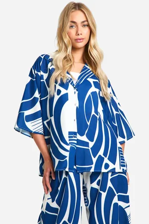 Boohoo Womens Hammered Abstract Print Relaxed Fit Shirt - - Size 14 UK