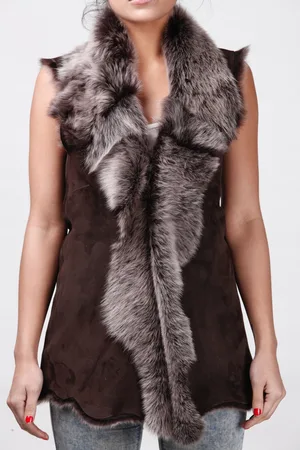 Infinity Womens Toscana Sheepskin Long Gilet-Sorocaba - - Size 10 UK