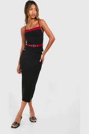 Boohoo Womens Low Rise Midi Skirt - viscose - Size 10 UK