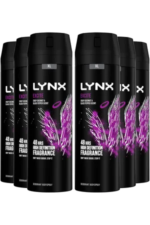 Lynx Mens XL 48-H High Definition Fragrance Excite Body Spray Deodorant 6 Pack, 200ml - Lace - One Size