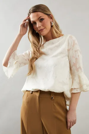 wallis Womens Jacquard Frill Sleeve Top - - Size 20 UK