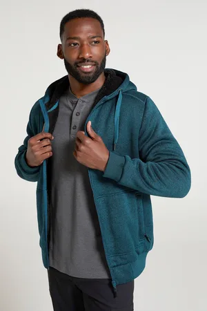 Mountain Warehouse Mens Nevis II Faux Fur Hoodie (Indigo) - - Size 2XL