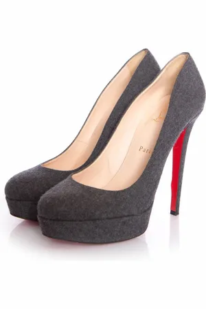 Christian Louboutin Pre-owned Womens Gray "bianca 140" Wool Platform Court Shoes. - - Size EU 40