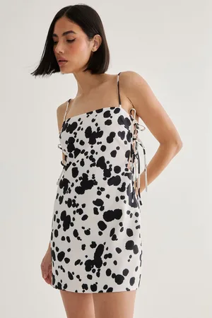 NASTY GAL Womens Spot Print Tailored Tie Side Dress - - Size 10 UK