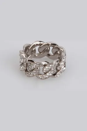 AMBUSH Unisex Accessories Pave Classic Chain Ring in - Size P
