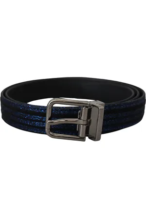 Dolce & Gabbana Mens Jacquard Stripe Silver Buckle Belt Leather - Size 90 cm