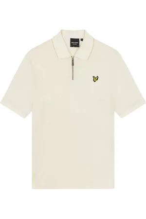 Lyle & Scott Mens Textured Stripe Chalk Polo Shirt - Cotton - Size Large