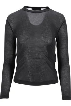 Balenciaga Pre-owned Womens Fitted Crewneck Long Sleeve Top in Cotton - Size 2XS
