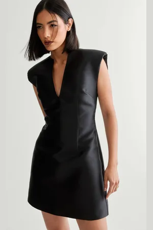 NASTY GAL Womens Plunge Structured Satin Lantern Mini Dress - - Size 6 UK