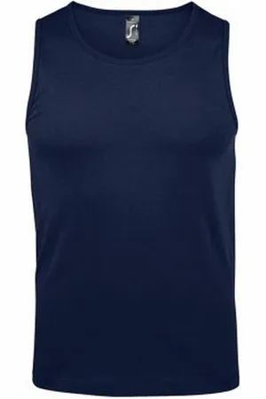 Sols Mens Justin Sleeveless Tank / Vest Top (French Navy) - Cotton - Size Large
