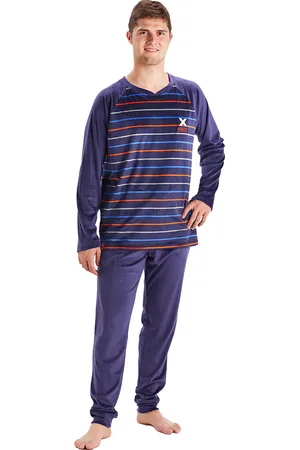 Munich Mens long-sleeved round-neck velvet pajamas MU3 - - Size 2XL