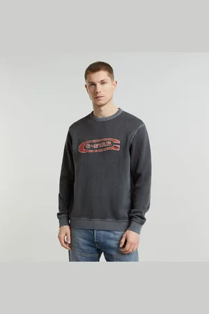 G-Star Mens G-Star RAW Destroyed G Logo Washed Sweater - Cotton - Size Small