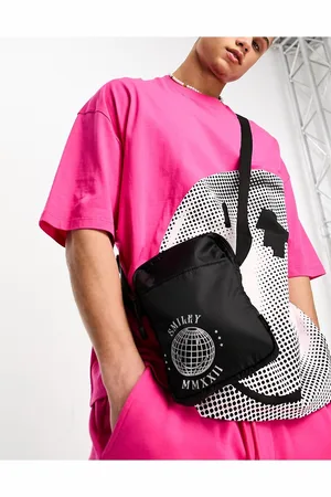 ASOS Mens Smiley Collab cross body flight bag with metallic logo in - One Size