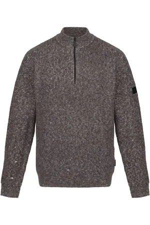 Regatta Mens Solomon Marl Knitted Zip Neck Sweatshirt (Dark ) - Size Large