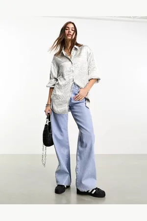 ASOS Womens textured metallic oversized shirt in - Size 6 UK