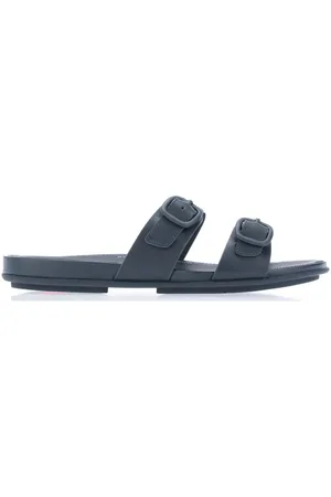 FitFlop Womens Fit Flop Gracie Rubber-Buckle Two-Bar Sandals in Leather (archived) - Size UK 3