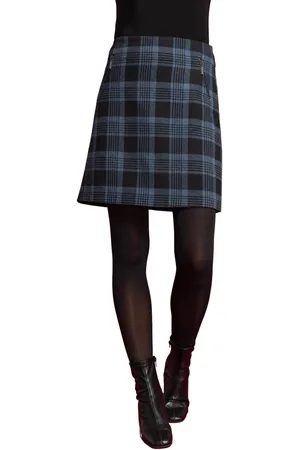 Roman Womens Check Print Zip Pocket A line Skirt - Cotton/Polyester - Size 20 UK