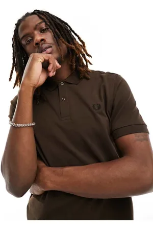 Fred Perry Mens logo polo in burnt tobacco- - Size X-Small