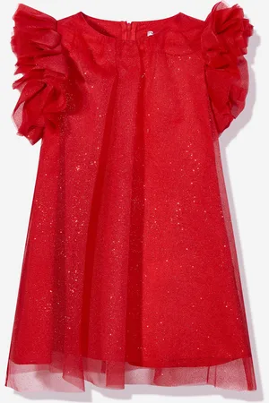 Mama Luma Girls Puffy Sleeves Tulle Dress in - Size 7-8Y