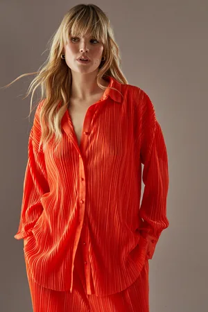 warehouse Womens Plisse Oversized Shirt - - Size 8 UK