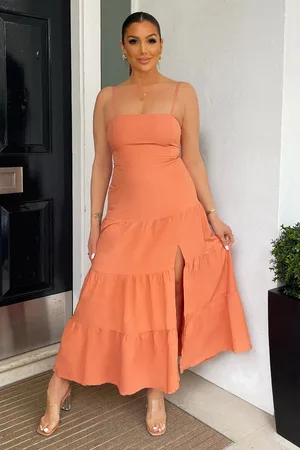 Ax Paris Womens Terracotta Strappy Smock Midi Dress - - Size 16 UK
