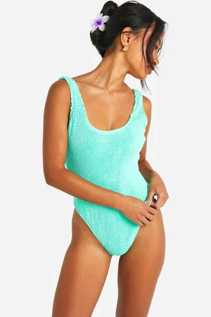 Boohoo Womens Premium Crinkle Scoop Neck Swimsuit - - Size 6 UK