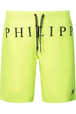 Philipp Plein Mens Brand Logo Fluorescent Swim Shorts - Size Medium