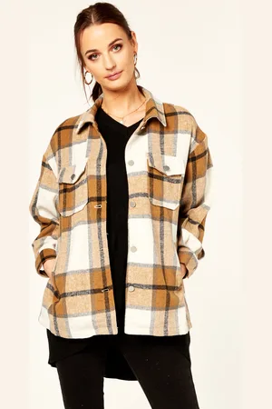 Gini London Womens Check Oversized Pocket Detail Shacket - - Size Small/Medium
