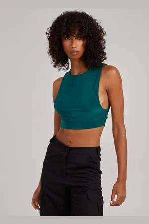 Pink Vanilla Womens Sleeveless Slinky Crop Top - - Size Small/Medium