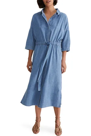 Phase Eight Womens Tilda Chambray Midi Dress - - Size 10 UK