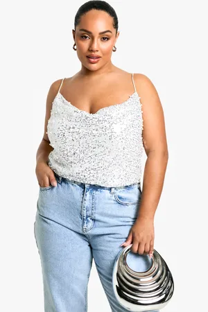 Boohoo Womens Plus Pearl Cowl Neck Top - - Size 28 UK