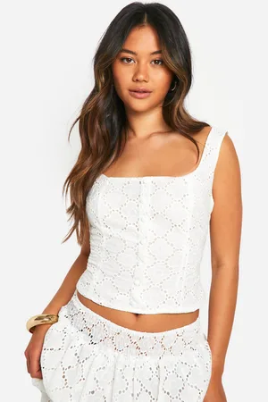 Boohoo Womens Broderie Button Front Corset - - Size 12 UK