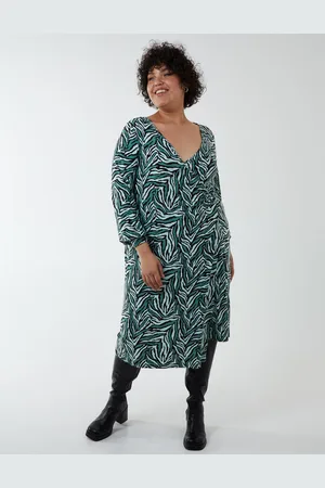 Blue Vanilla Womens Curve V-Neck Ring Detail Midi Dress - - Size 26 UK