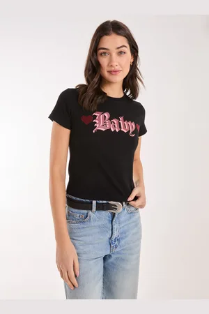Pink Vanilla Womens Slogan Heart Diamante Baby Tee - - Size Small/Medium