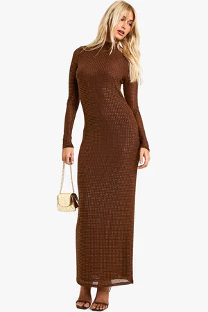 Boohoo Womens Hotfix High Neck Maxi Dress - Polyamide - Size 16 UK