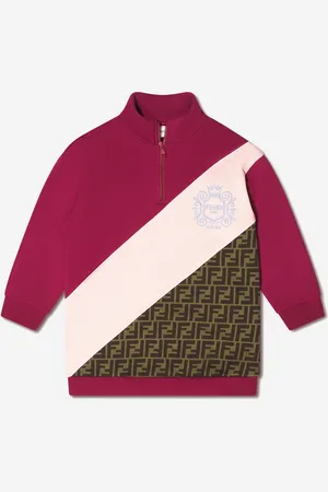 Fendi Kids Girls Half Zip Logo Sweatshirt - - Size 10Y