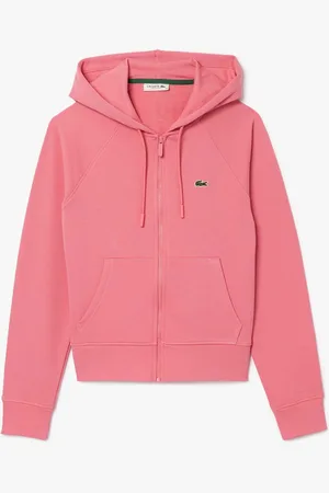 Lacoste Womens Fleece Zip-Up Hoodie in Cotton - Size 10 UK