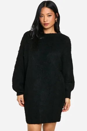 Boohoo Womens Petite Brushed Low Back Oversized Jumper Dress - - Size Large