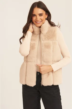 Gini London Womens Faux Fur Zip Front Gilet - - Size Small/Medium