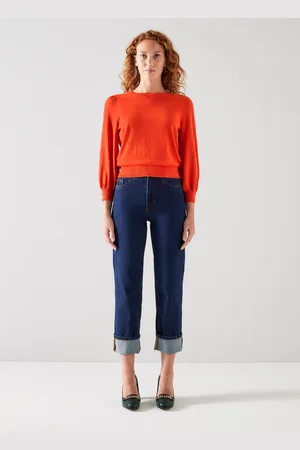 LK Bennett Womens Diana Knitted Tops,Burnt - Size 2XL